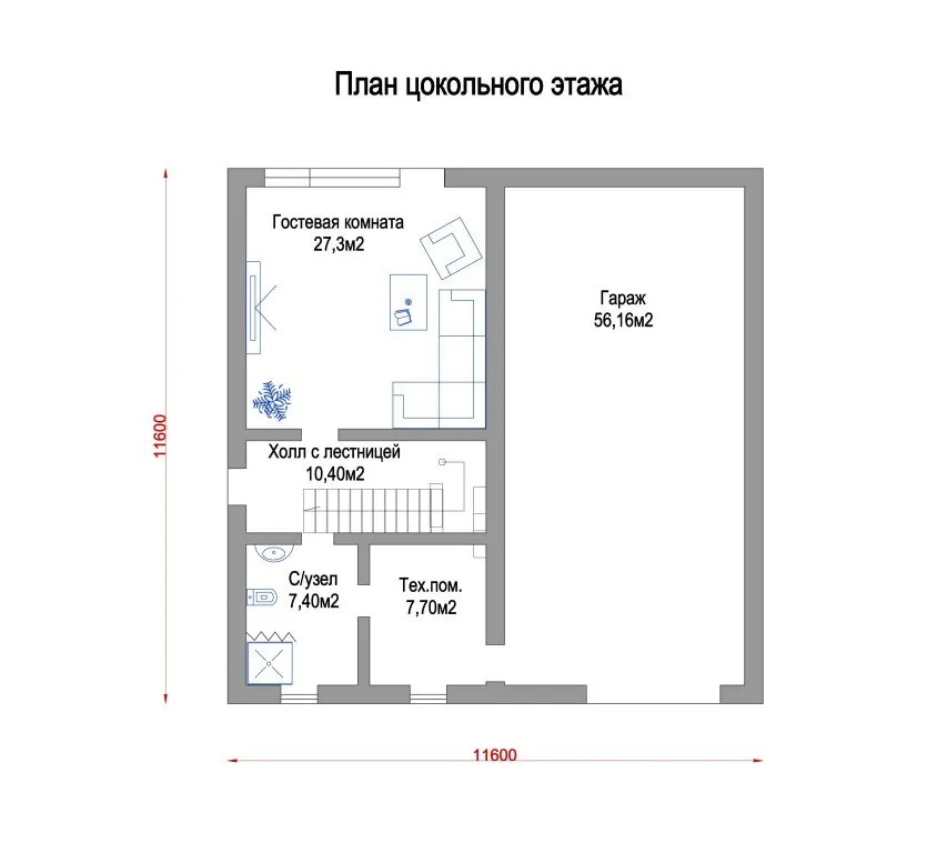План -1 (цокольного) этажа