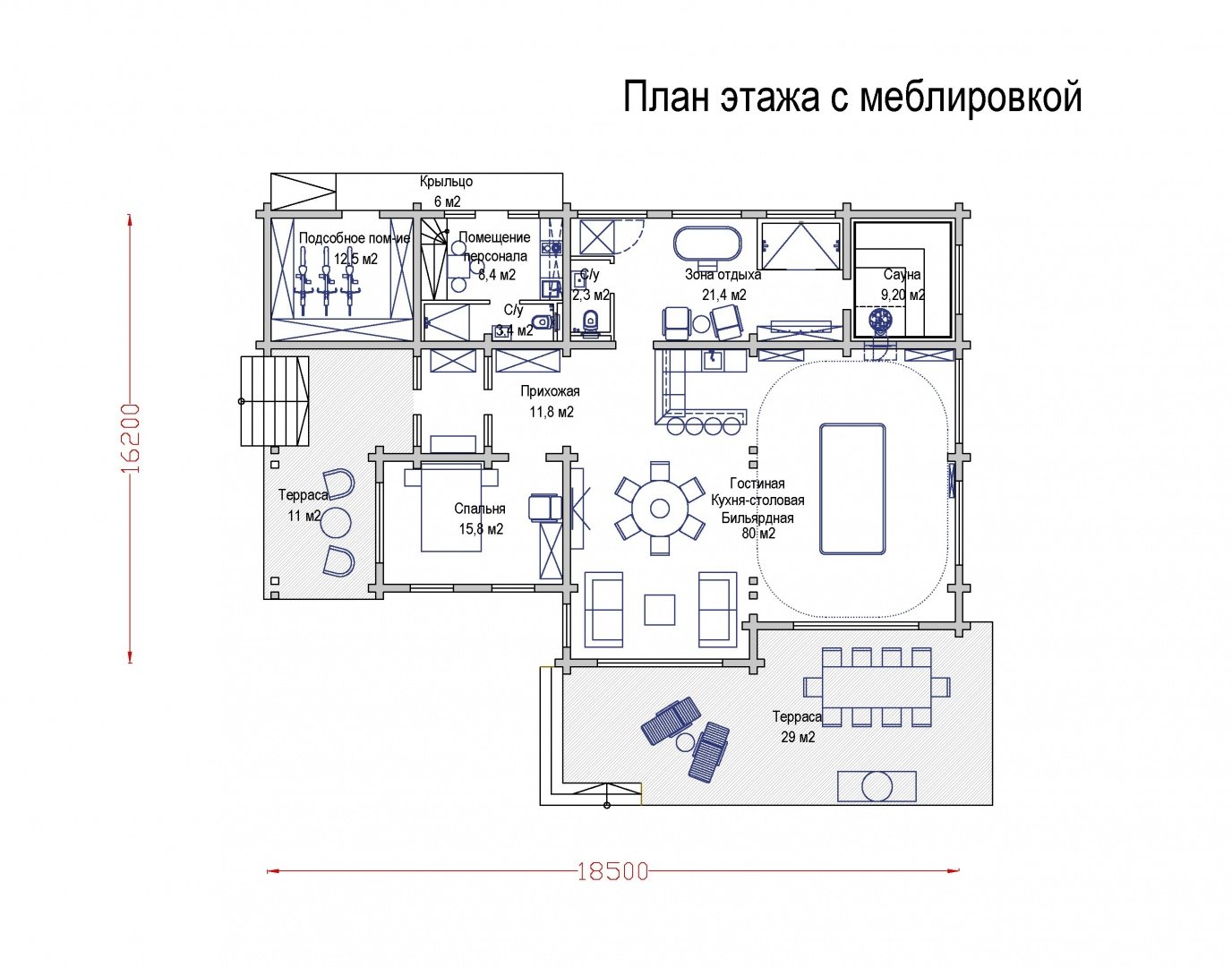 Проект дома-бани «Изумруд» из клееного бруса с фото и планировкой от ...