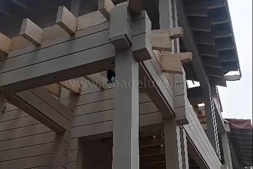 Продолжается строительство дома из клееного бруса «Усадьба Рублёвская». На сайте обновлены фотографии с работ по внешней покраске стен.