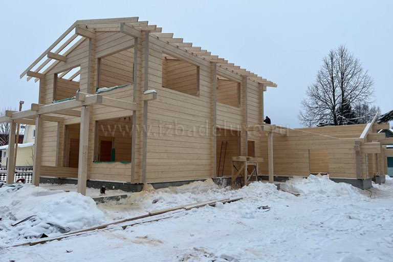 Строительство объекта из клееного бруса «Баня и гараж в Конаково»